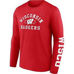 NCAA Men's Wisconsin Badgers Red Modern Arch Long Sleeve T-Shirt
