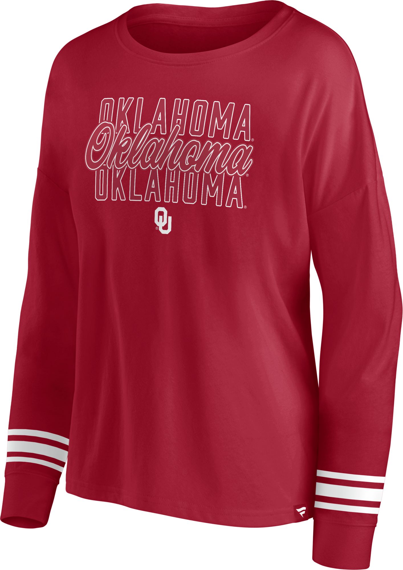 NCAA Women's Oklahoma Sooners Crimson Triple Stripe Long Sleeve T-Shirt