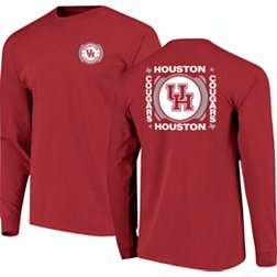 Image One Men's Houston Cougars Red Badge Long Sleeve T-Shirt