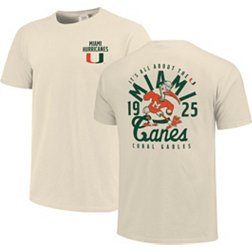 Image One Men's Miami Hurricanes Ivory Mascot Local T-Shirt
