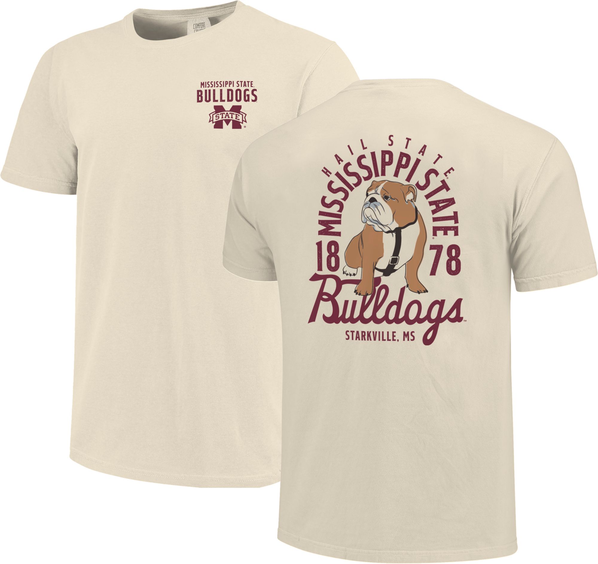 Image One Men's Mississippi State Bulldogs Ivory Mascot Local T-Shirt