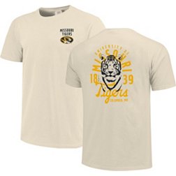 Image One Men's Missouri Tigers Ivory Vintage Logo T-Shirt