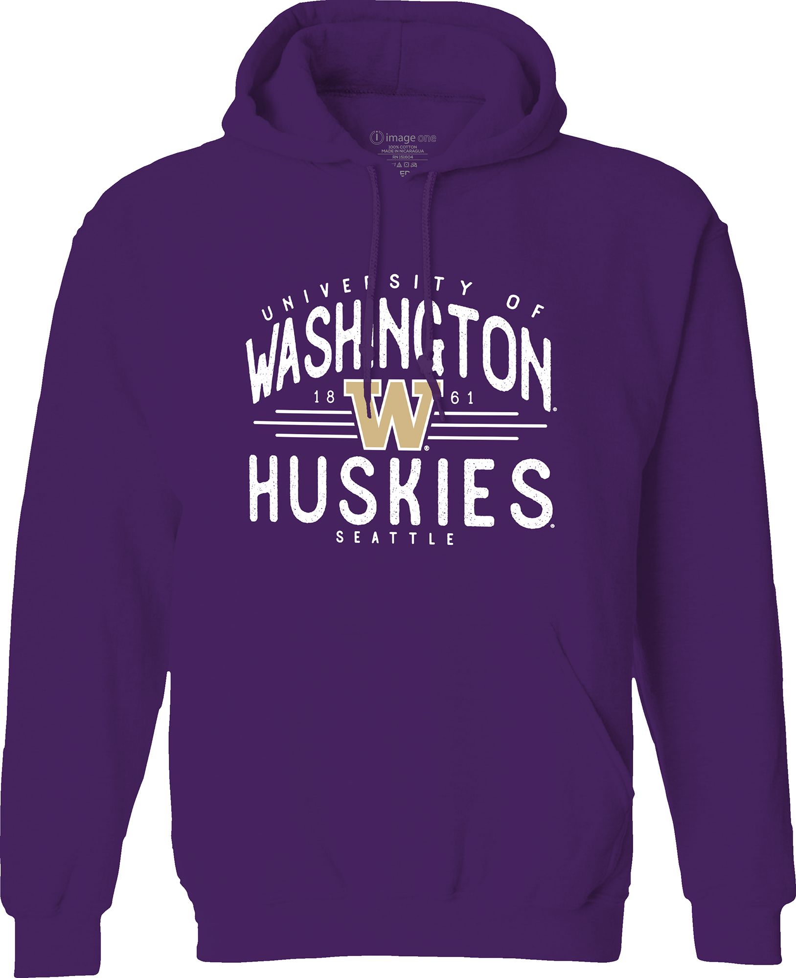 Image One Men's Washington Huskies Purple Campus Arch Pullover Hoodie