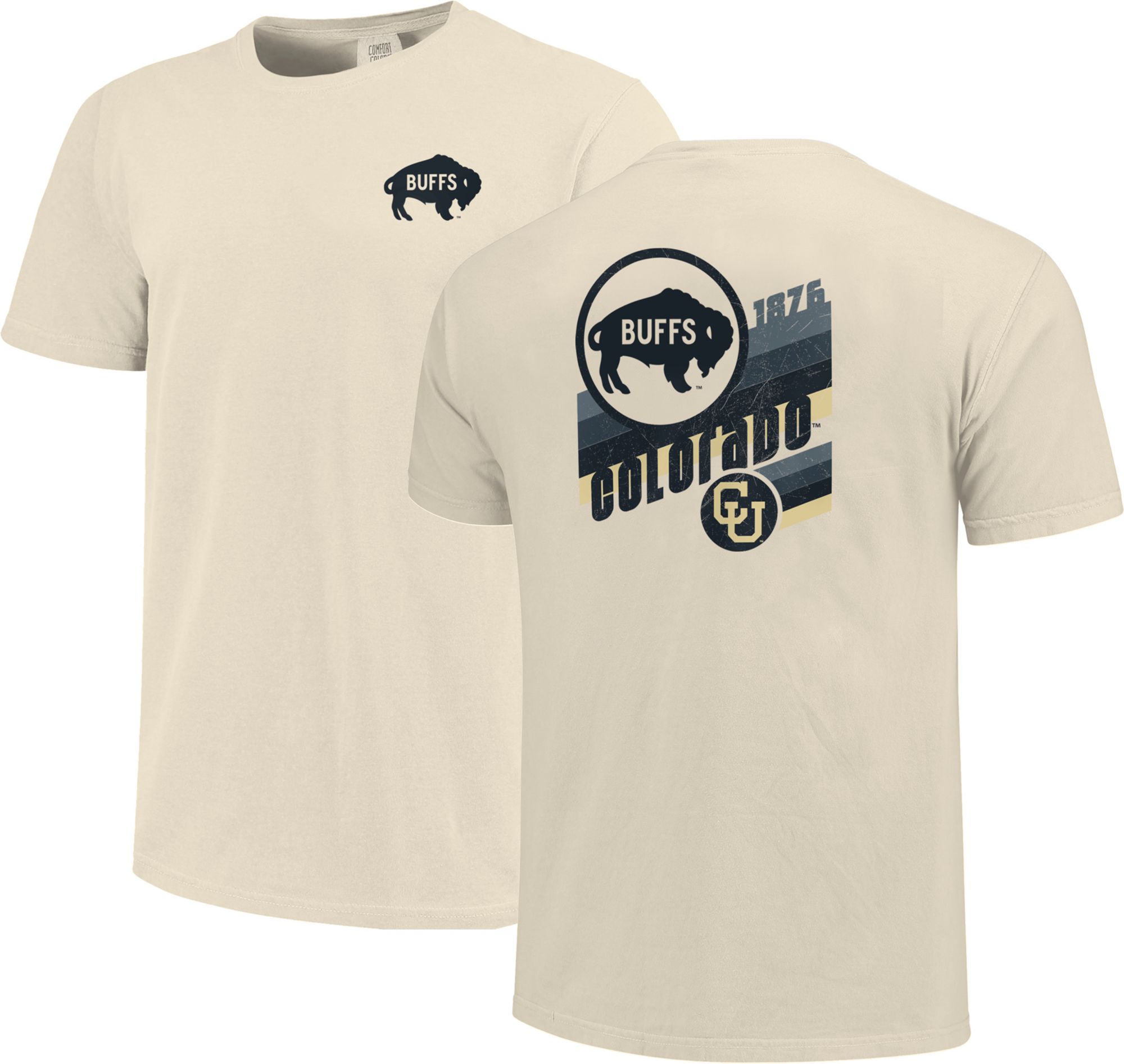 Image One Adult Colorado Buffaloes Grey Helmet History T-Shirt