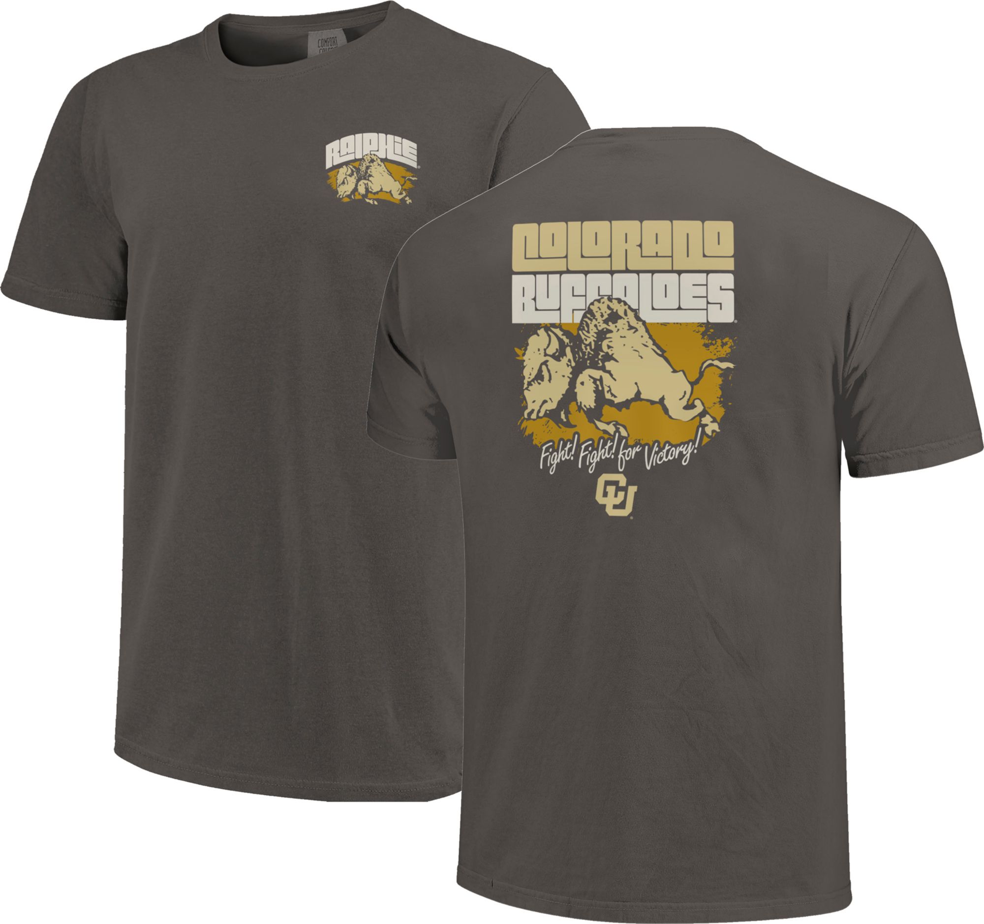 Image One Adult Colorado Buffaloes Grey Fight Phrase T-Shirt