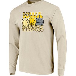 Image One Women's Iowa Hawkeyes Ivory Retro Basketball Long Sleeve T-Shirt