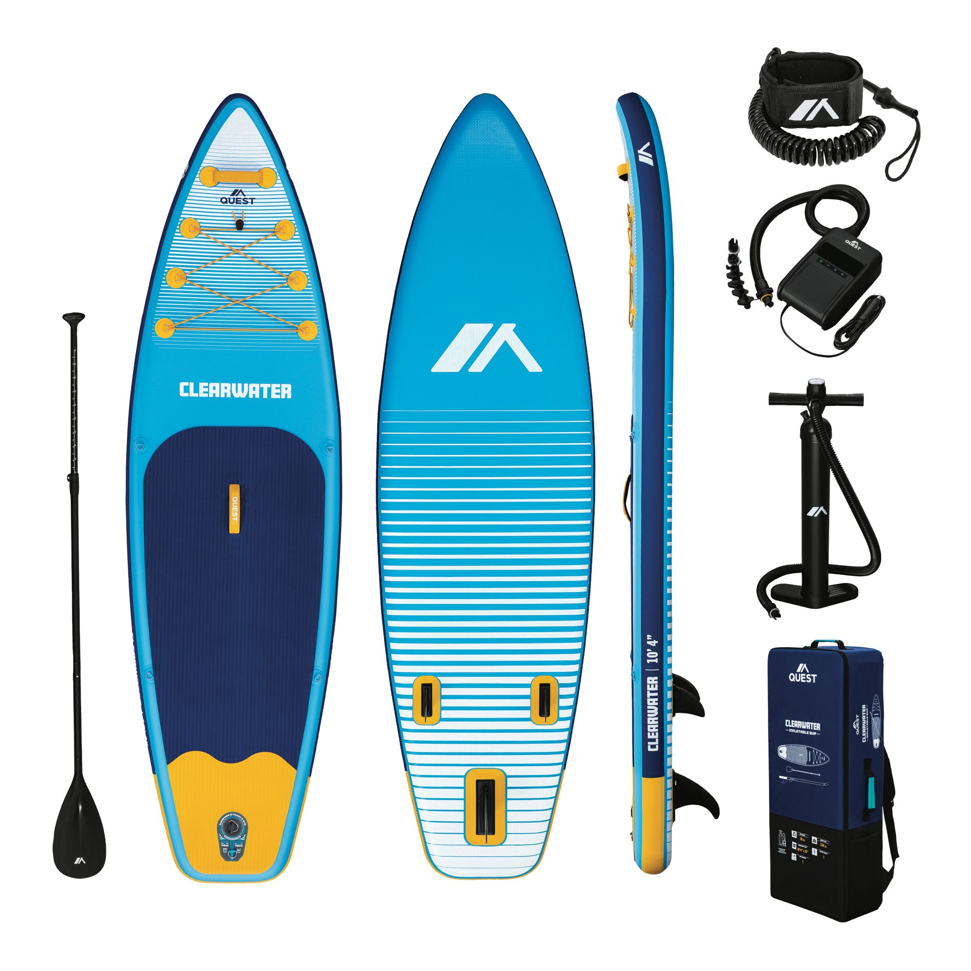 Quest Clearwater 10'4" Inflatable Stand Up Paddle Board w/ Electric Pump