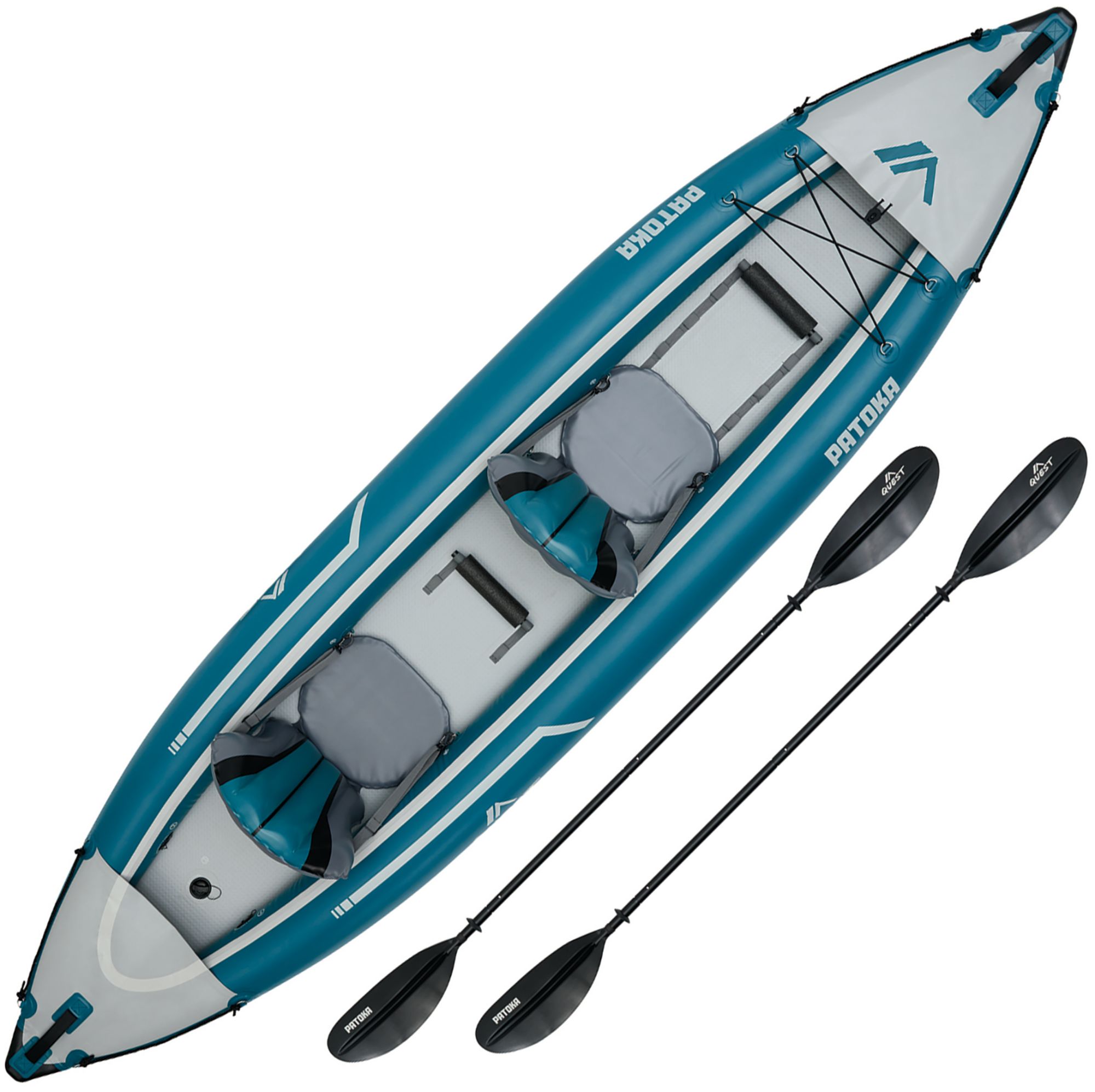 Photos - Kayak / Canoe Quest Patoka Inflatable Tandem Kayak Package 23QUEUQSTPTKNFLTBPSK 