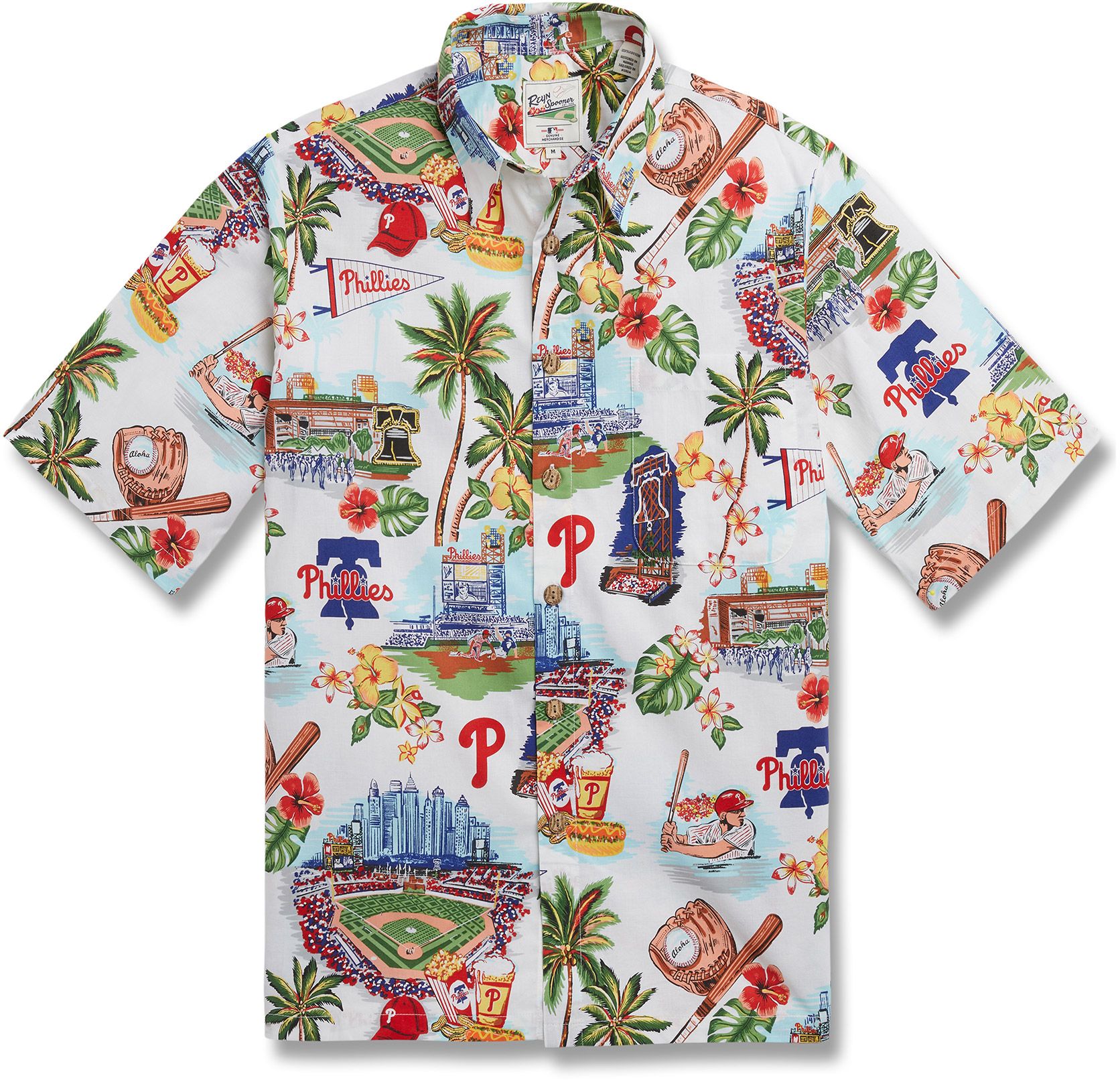 Reyn Spooner Men's Philadelphia Phillies White Scenic Button Down Shirt