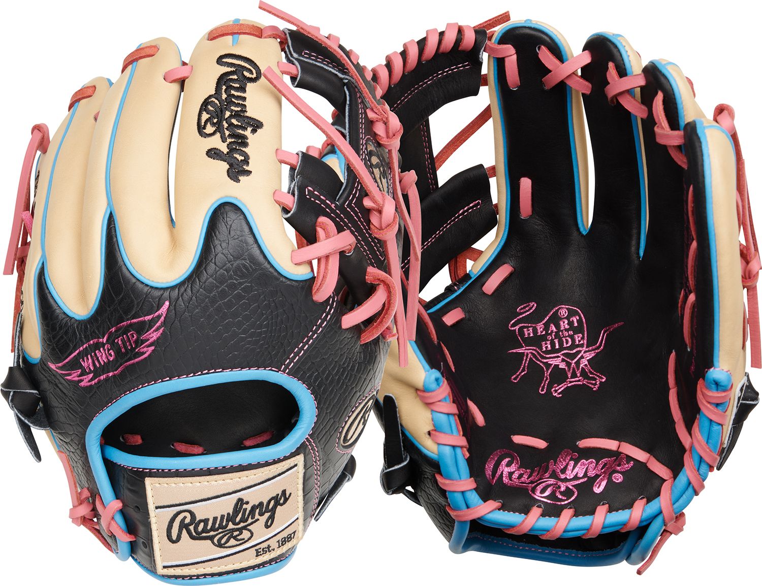 Rawlings 11.5″ HOH R2G Series Glove 2024, Black/Pink