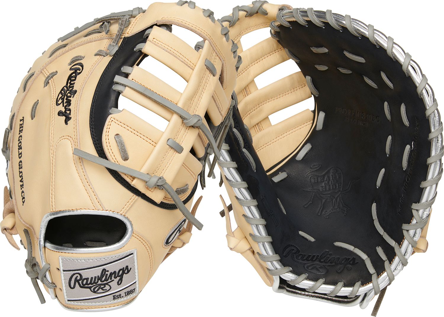 Rawlings 12.5” HOH R2G Series First Base Mitt, Camel/Black