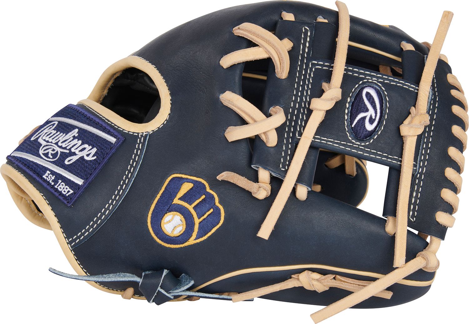 Rawlings 11.5” Milwaukee Brewers HOH Series Glove, Navy/Blonde