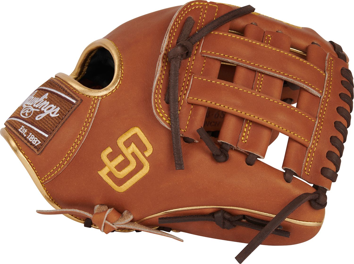 Rawlings 11.5” San Diego Padres HOH Series Glove, Camel/Brown