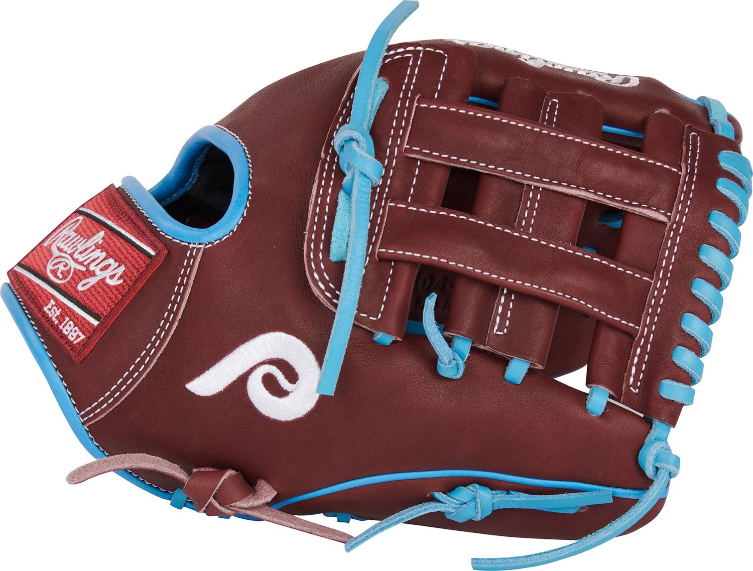 Rawlings 11.5” Philadelphia Phillies HOH Series Glove, Sherry/Columbia Blue