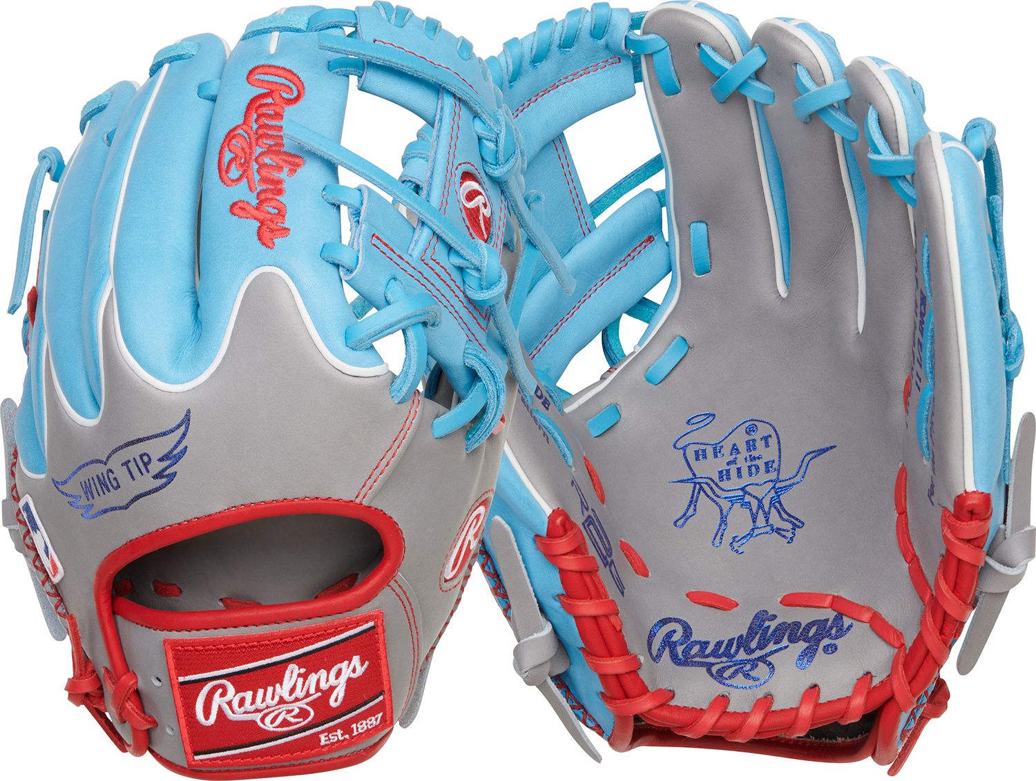 Rawlings 11.5″ HOH R2G Series Glove 2024, Grey/Blue/Red