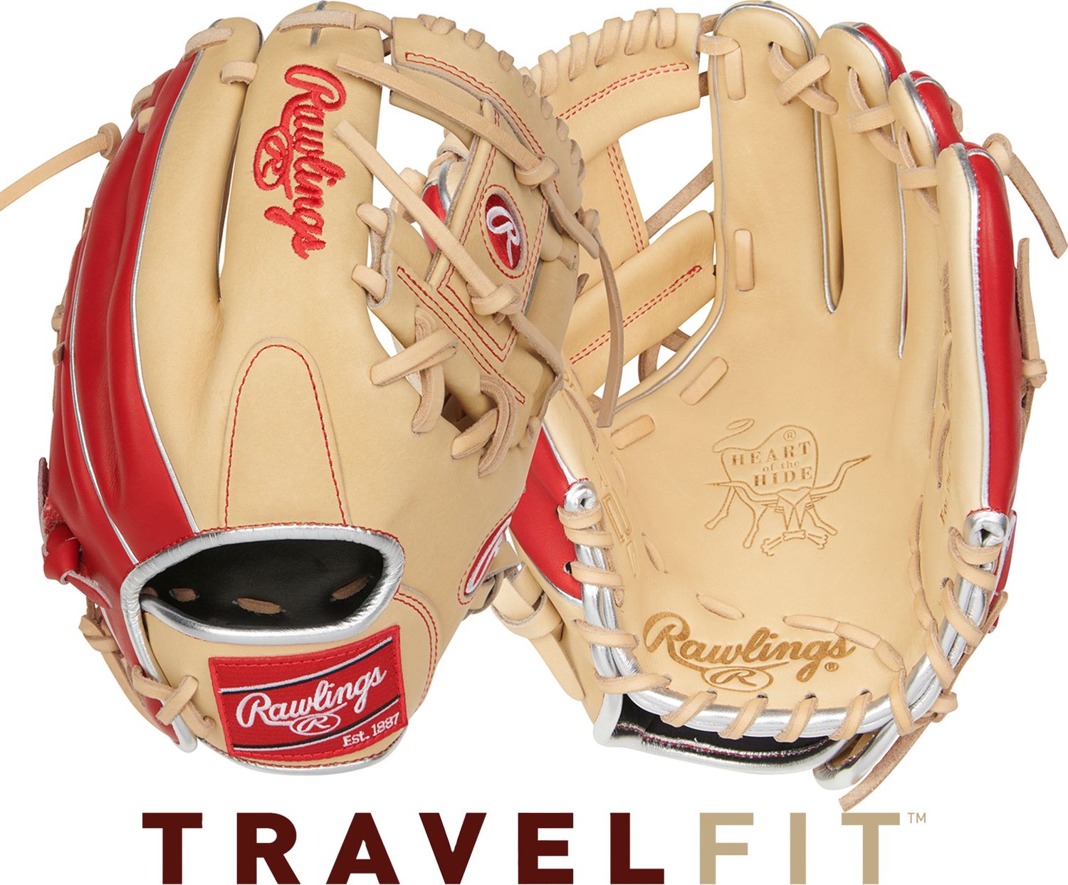 Rawlings 11.5″ HOH R2G ContoUR Fit Series Glove, Camel/Red