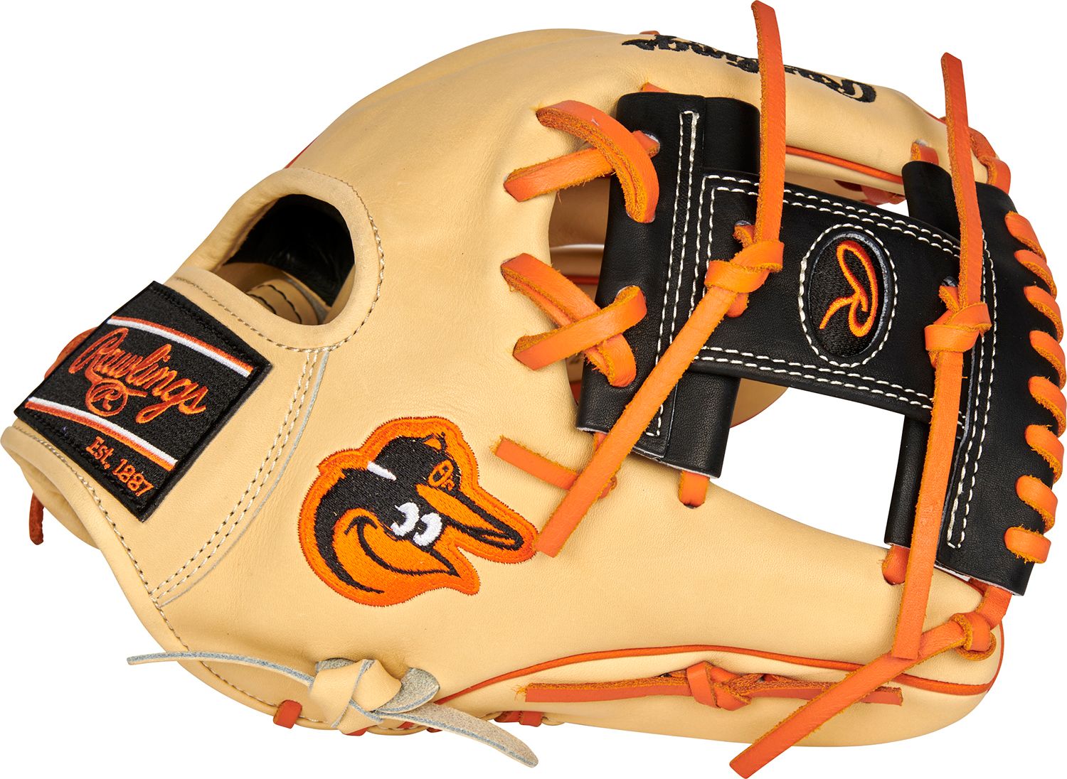 Rawlings 11.5” Baltimore Orioles HOH Series Glove, Blonde/Black