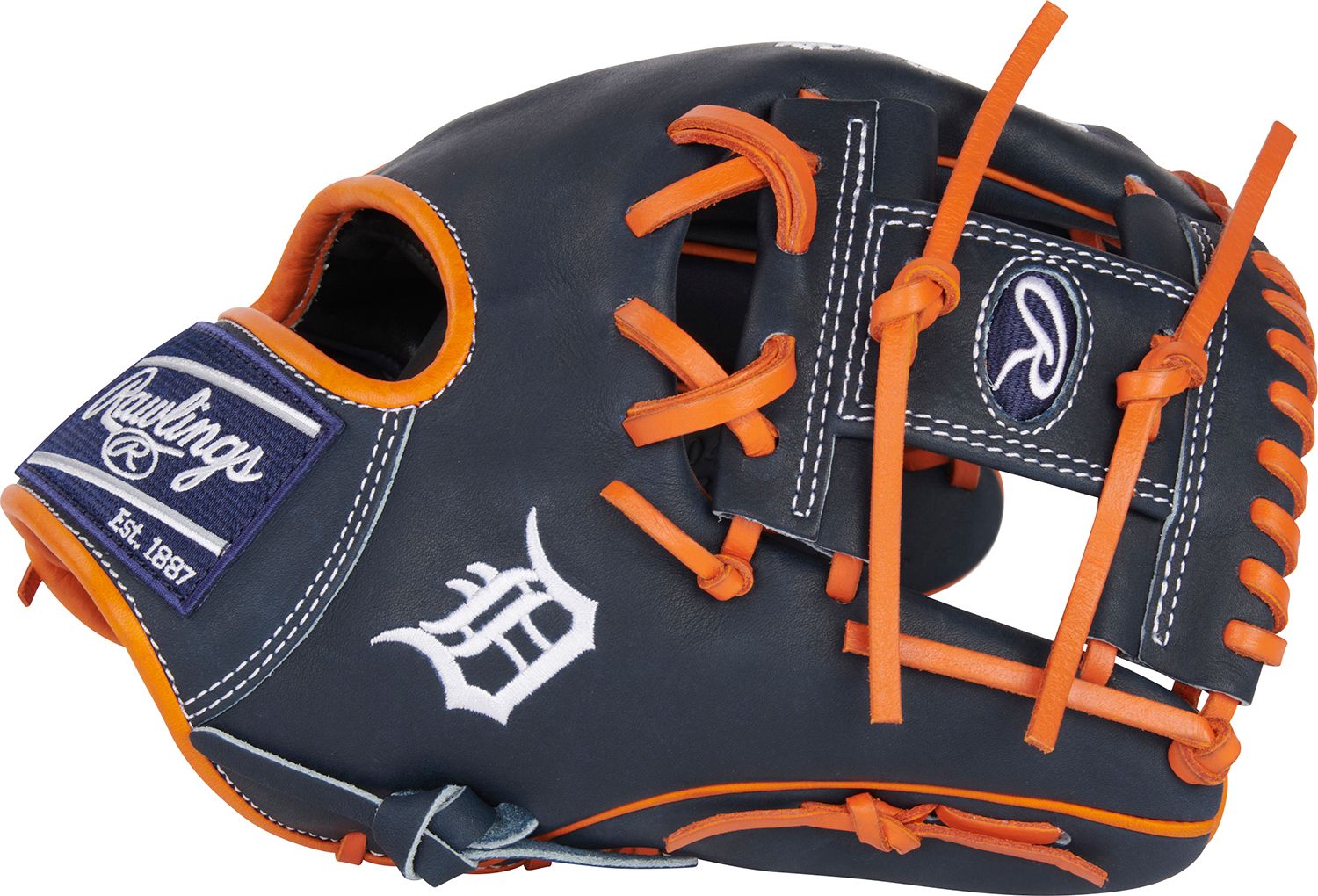 Rawlings 11.5” Detroit Tigers HOH Series Glove, Navy/Orange