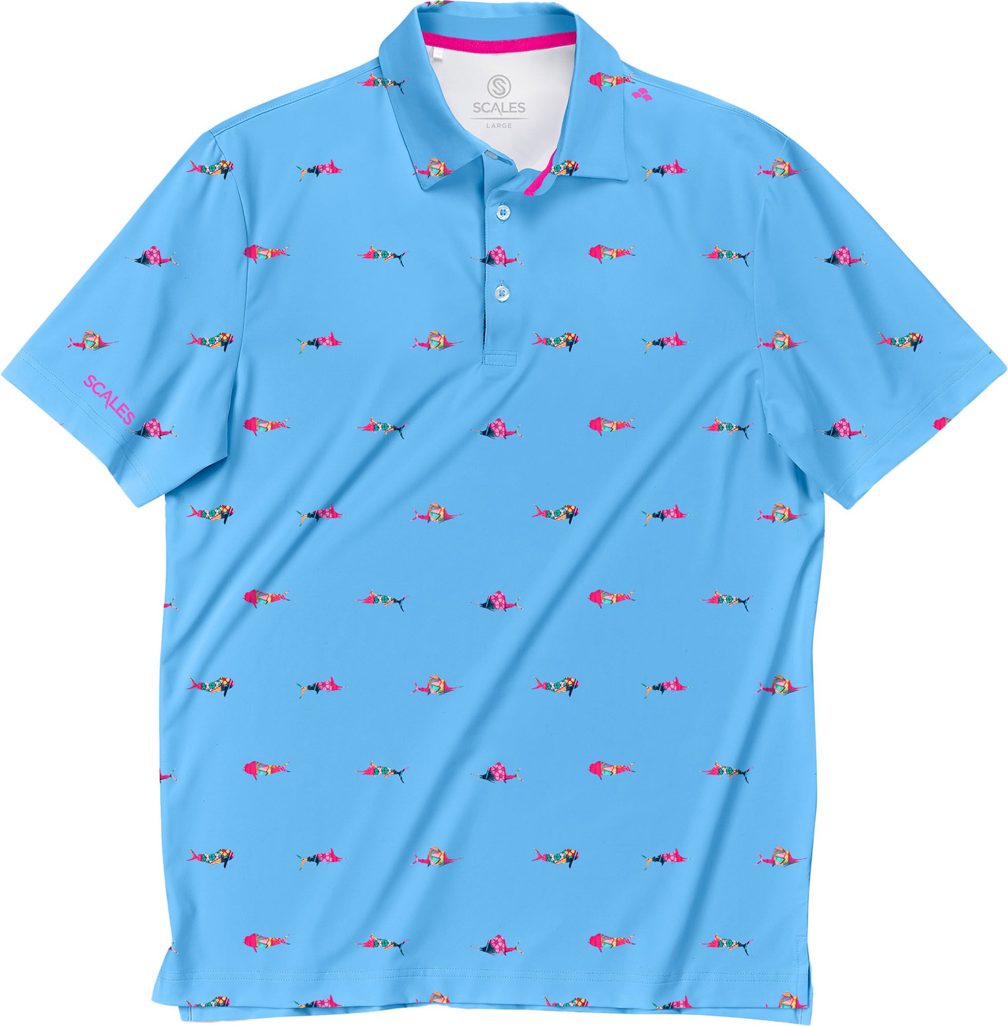 Scales Men's Trippy Fish Golf Polo