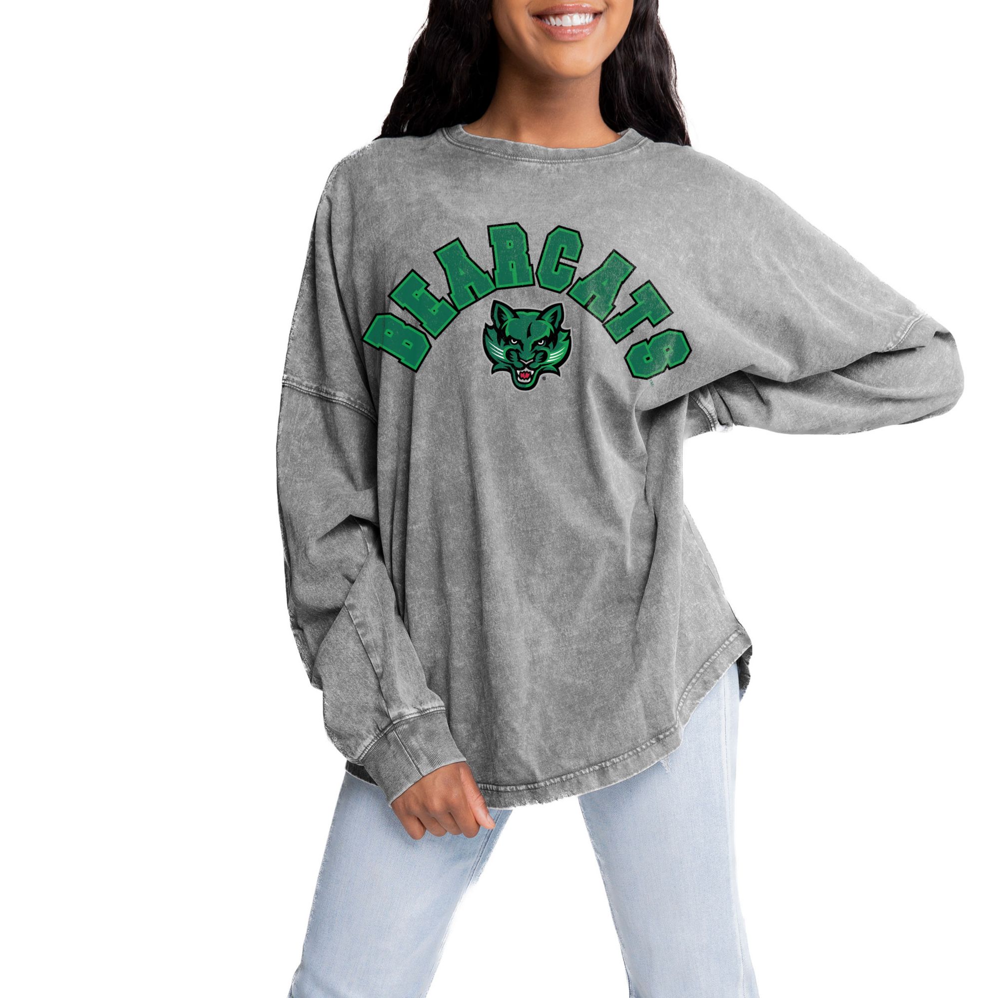 Gameday Couture Binghamton University Bearcats Grey Acid Wash Long Sleeve Shirt