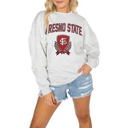 Gameday Couture Fresno State Bulldogs White Sequin Crew Pullover Sweatshirt