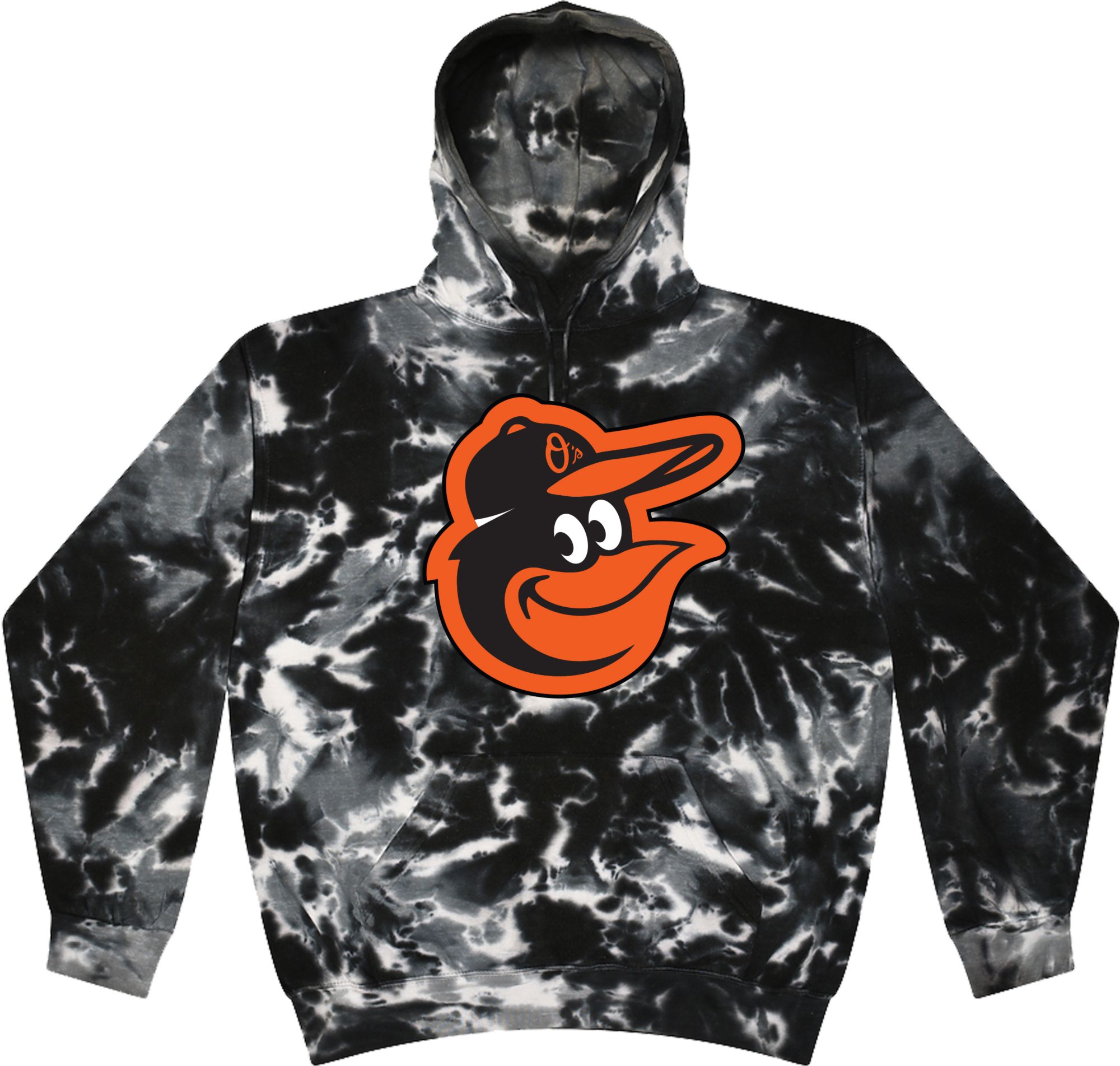 Stitches Adult Baltimore Orioles Black Tie Dye Pullover Hoodie
