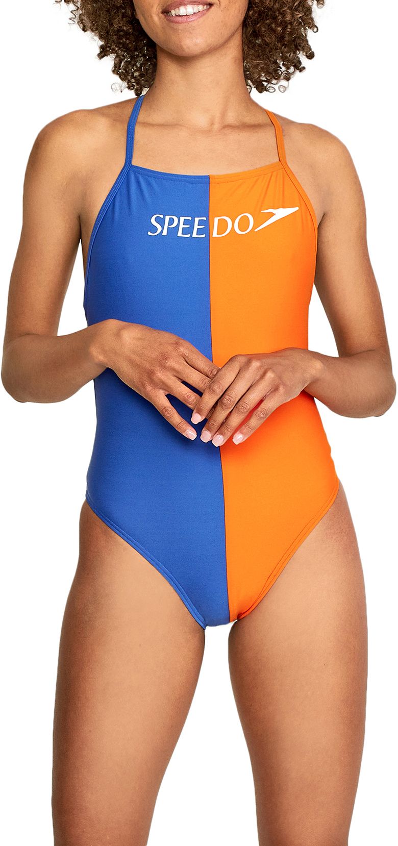 Speedo Women's Solid Half Split One-Piece Swimsuit