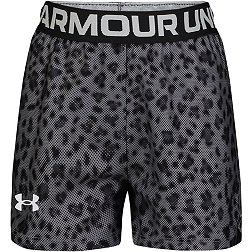 Under Armour, Bottoms, Girls M Black Paint Splatter Under Armour Shorts  With Pink Letters And String