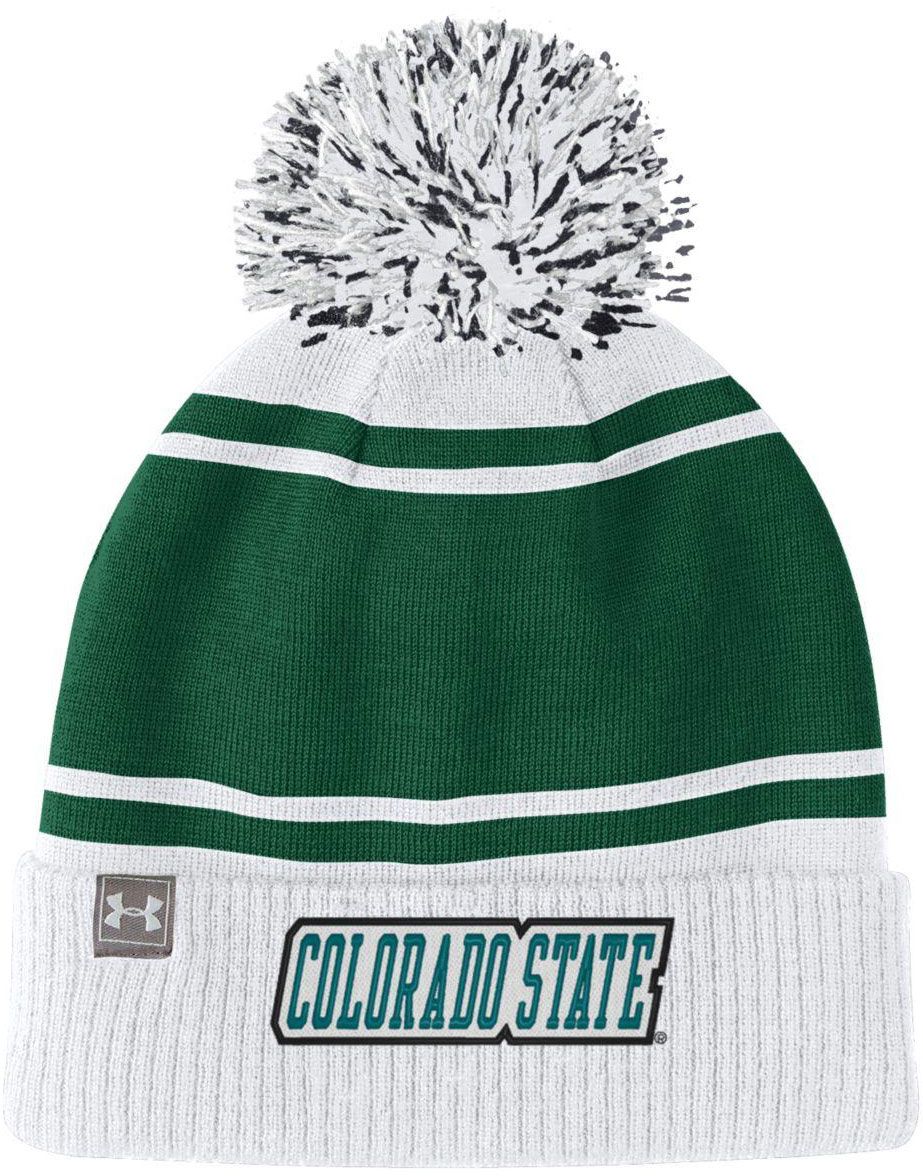 Under Armour Men's Colorado State Rams White Pom Knit Beanie