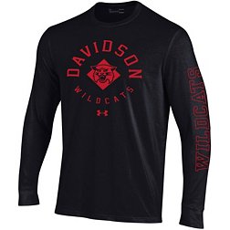 Under Armour Men's Davidson Wildcats Black Performance Cotton Long Sleeve T-Shirt