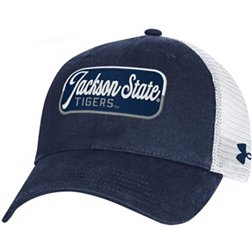 Under Armour Men's Jackson State Tigers Navy Performance Washed Cotton Adjustable Trucker Hat