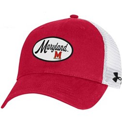 Under Armour Men's Maryland Terrapins Red Washed Performance Cotton Adjustable Trucker Hat