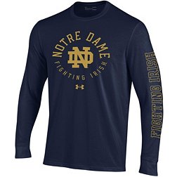 Under Armour Men's Notre Dame Fighting Irish Navy Performance Cotton Long Sleeve T-Shirt