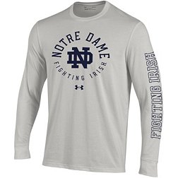 Under Armour Men's Notre Dame Fighting Irish Silver Heather Performance Cotton Long Sleeve T-Shirt