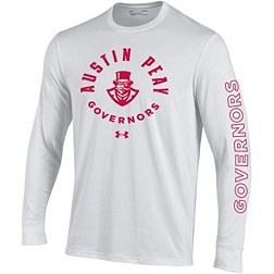 Under Armour Men's Austin Peay Governors White Performance Cotton Long Sleeve T-Shirt