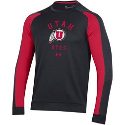 Under Armour Men's Utah Utes Black Gameday Tech Terry Crew Pullover Sweatshirt