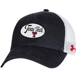 Under Armour Men's Texas Tech Red Raiders Black Washed Performance Cotton Adjustable Trucker Hat