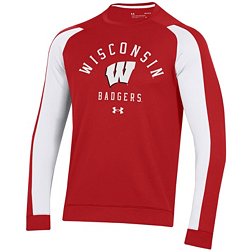 Under Armour Men's Wisconsin Badgers Red Gameday Tech Terry Crew Pullover Sweatshirt