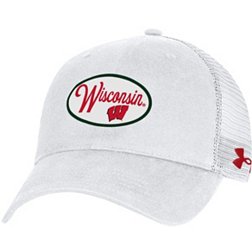 Under Armour Men's Wisconsin Badgers White Performance Cotton Adjustable Hat