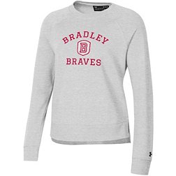Under Armour Women's Bradley Braves Silver Heather All Day Arched Logo Crew Pullover Sweatshirt