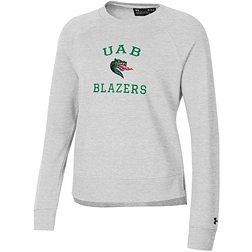 Under Armour Women's UAB Blazers Silver Heather All Day Arched Logo Crew Pullover Sweatshirt