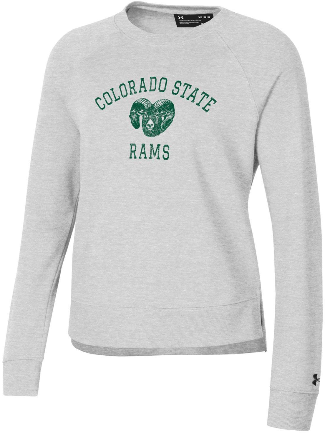 Under Armour Women's Colorado State Rams Silver Heather All Day Arched Logo Crew Pullover Sweatshirt