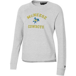 Under Armour Women's McNeese State Cowboys Silver Heather All Day Arched Logo Crew Pullover Sweatshirt