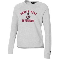 Under Armour Women's Austin Peay Governors Silver Heather All Day Arched Logo Crew Pullover Sweatshirt