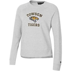 Under Armour Women's Towson Tigers Silver Heather All Day Arched Logo Crew Pullover Sweatshirt