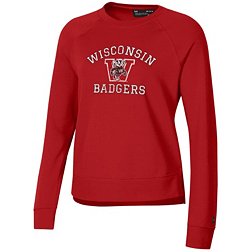 Under Armour Women's Wisconsin Badgers Red All Day Arched Logo Crew Pullover Sweatshirt