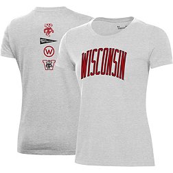 Under Armour Women's Wisconsin Badgers Silver Heather Pennant T-Shirt