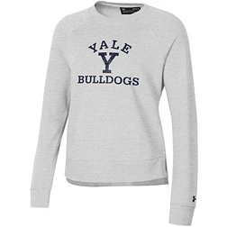 Under Armour Women's Yale Bulldogs Silver Heather All Day Arched Logo Crew Pullover Sweatshirt
