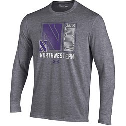 Under Armour Youth Northwestern Wildcats Carbon Heather Block Art Performance Cotton Long Sleeve T-Shirt