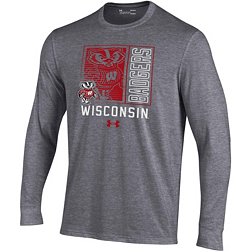 Under Armour Youth Wisconsin Badgers Carbon Heather Block Art Performance Cotton Long Sleeve T-Shirt